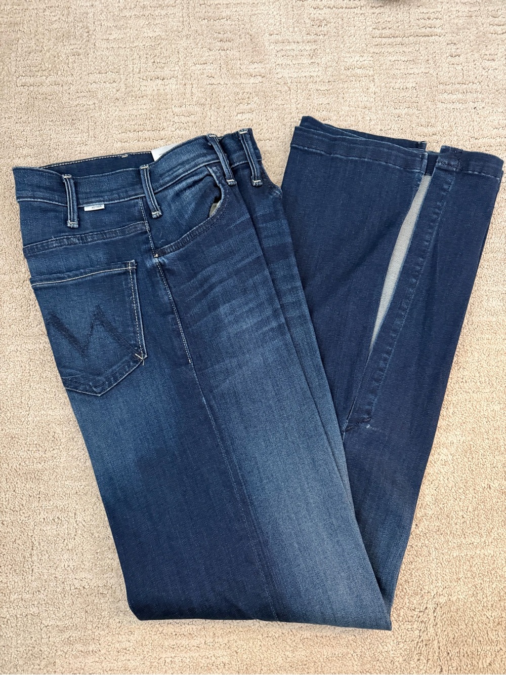 MOTHER Dark Blue High-Rise “The Hustler Sidewinder” Jeans with Side Slit - Picture 4 of 5